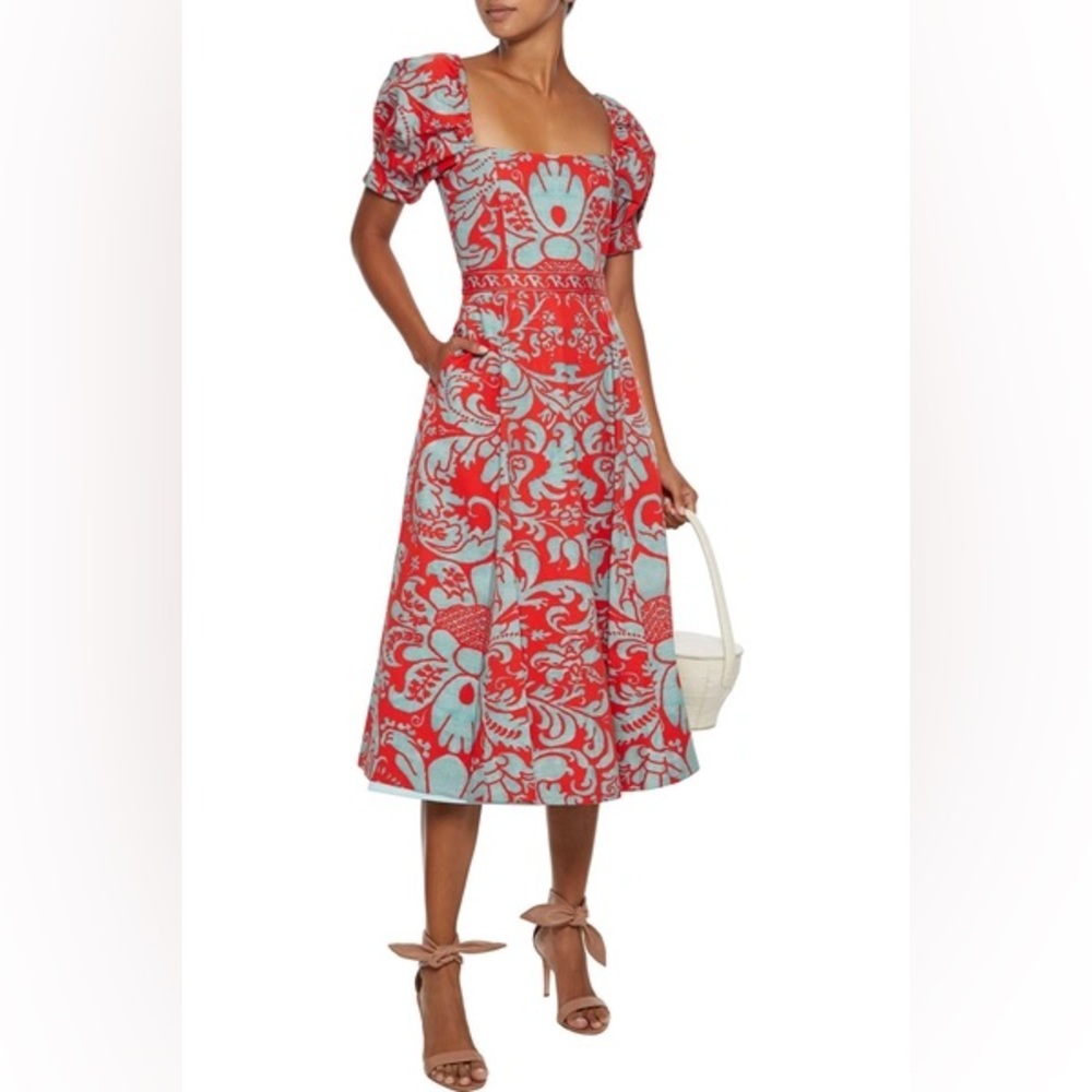 NWT Alice+Olivia Fredia Puff Sleeve Midi Dress 0 - Picture 4 of 17